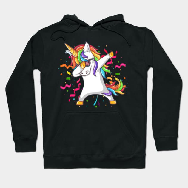 Dabbing Unicorn Birthday Shirt Girls Cute Unicorn- Hoodie by Xizin Gao